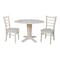 International Concepts 42 in. Solid Wood Round Drop Leaf Pedestal Table with 2 Dining Chairs, Unfinished K-42DPT-23B-C617-2 - alternate 1